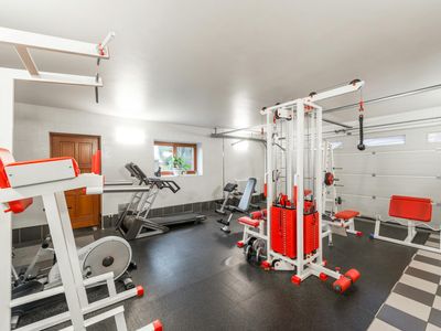 Modern home gym interior with minimalist sports equipment